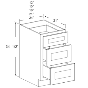 Vanity Drawer Bases - Three Drawers (12 - HIS)