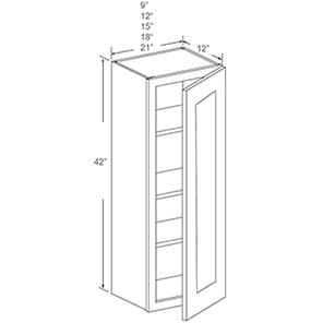 Wall Cabinet - 42" High Single Door, Three Adjustable Shelves (2 - CMG)