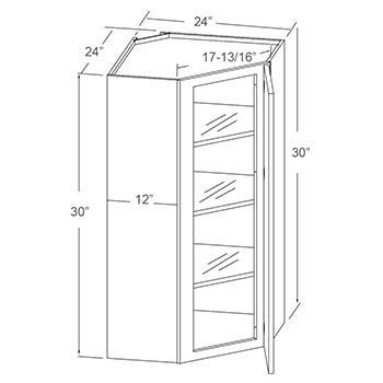 Wall Diagonal Corner
Glass Insert Door - 30” High (2 - CMG)