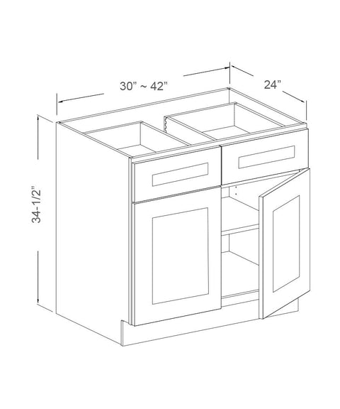 Base Cabinet - Double Doors, Double Drawers (2 - CMG)
