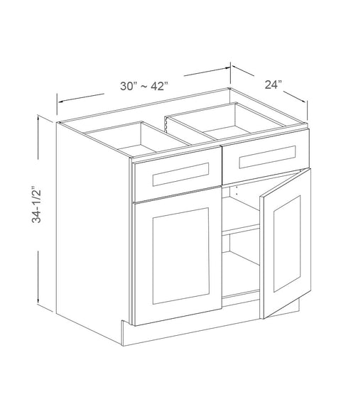 Base Cabinet - Double Door, Double Drawer (18 - OS)