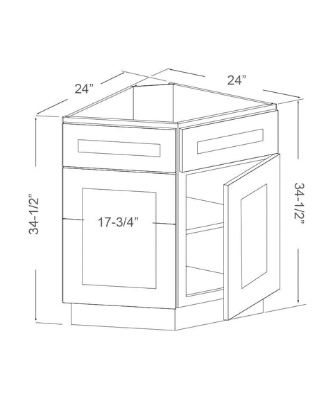 Base End Corner - Double Door, Double Dummy Drawers, Single Adjustable Shelf (2 - CGS)