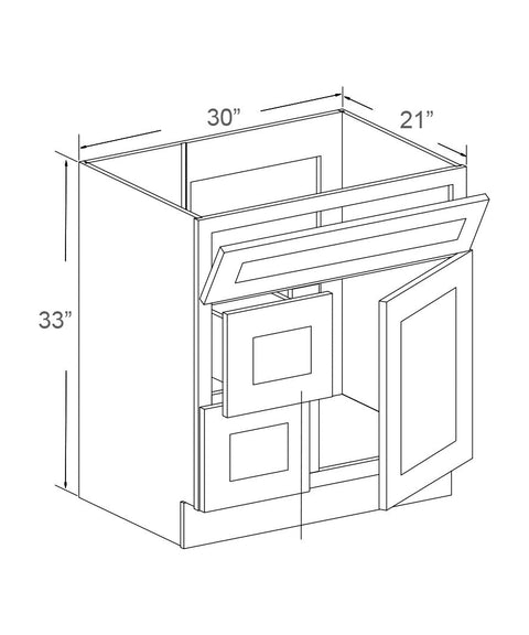 Vanity Sink Cabinet, Single Tilt-out Drawer, Single Right Door, Double Drawer (2 - CMG)
