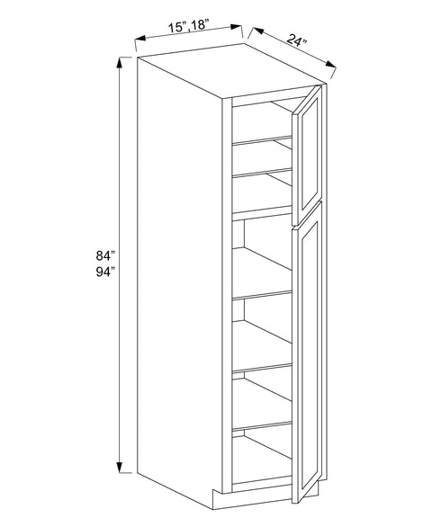 Pantry Utility Cabinet - Double Doors (15 - WM)
