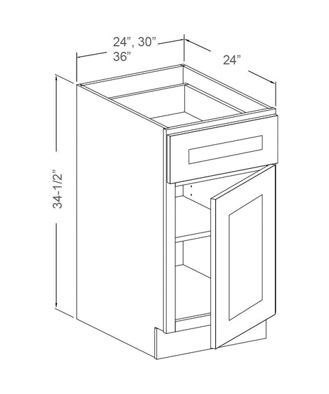 Vanity Sink Bases - Double Door, Single Drawer Front (12 - HIS)