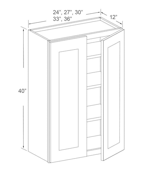 Wall Cabinet - Double Door - 40" High (15 - TD)