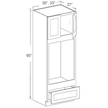 Tall Oven Cabinet - 90” High Double Doors, Single Open Shelf, Single Drawer (2 - RPE)