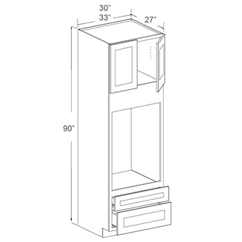Tall Oven Cabinet - 90” High Double Doors, Single Open Shelf, Double Drawers (2 - RPE)