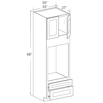 Tall Oven Cabinet - 96” High Double Doors, Single Open Shelf, Double Drawers (2 - RPE)
