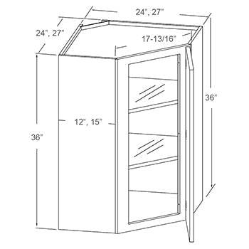 Wall Diagonal Corner Glass Insert Door - 36” High (2 - CGS)