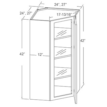 Wall Diagonal Corner Glass Insert Door - 42” High (2 - RPE)
