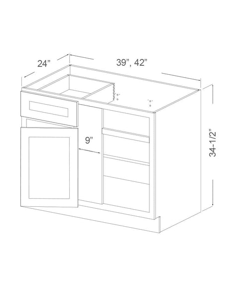 Base Blind Corner (with 1 door and 1 drawer) (2 - DS)