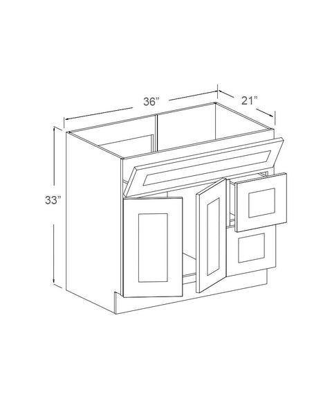Vanity Sink Cabinet, Single Tilt-out Drawer, Double Door (L), Double Drawer (R) (2 - DS)