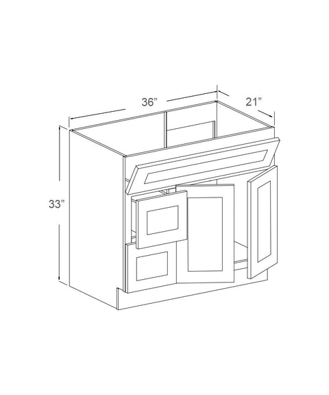 Vanity Sink Cabinet, Single Tilt-out Drawer, Double Door (R), Double Drawer (L) (2 - CMG)