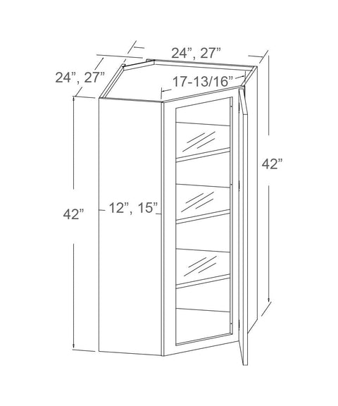Wall Diagonal Corner Glass Insert Door - 42” High (2 - RPE)